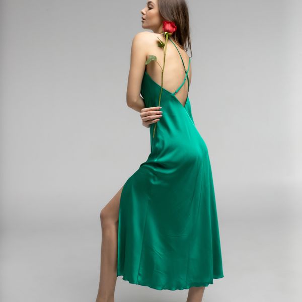 Сукня комбінація максі колір смарагд 30424 фото