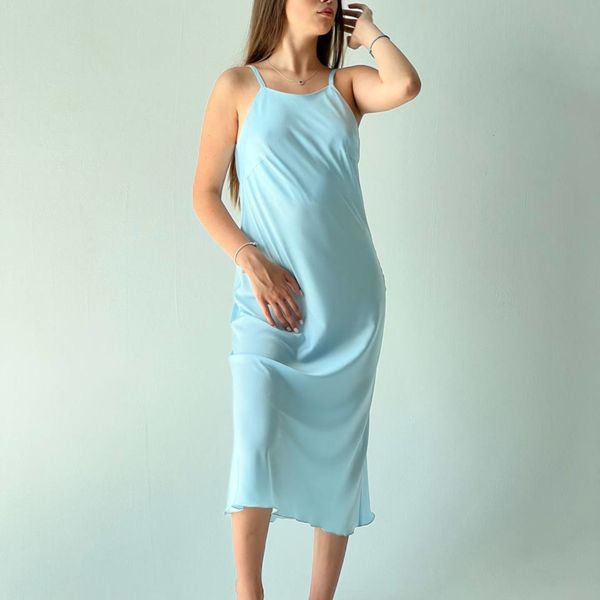 Сукня міді колір блакитний 14072023-1 фото