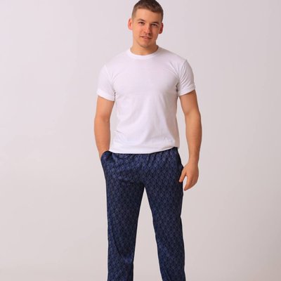 Комплект чоловічий брюки-футболка принт синій 24520 фото