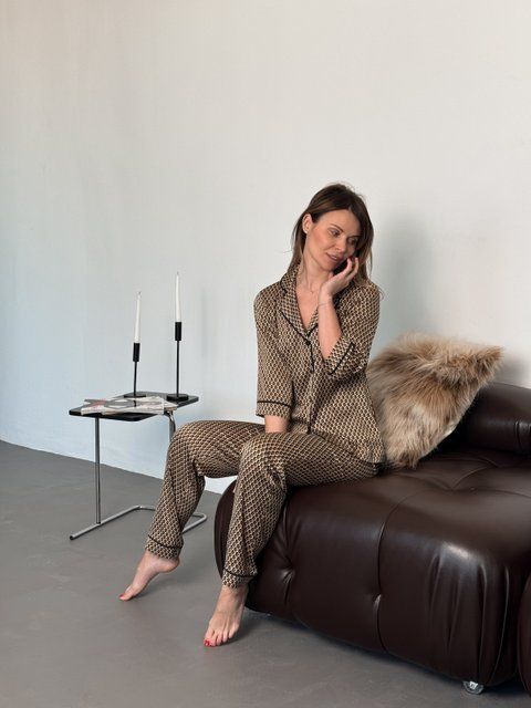 Піжамний костюм з рукавом 3/4 та брюками соти 100001 фото